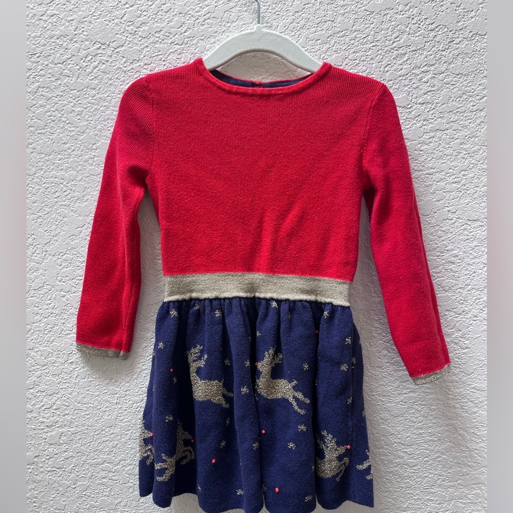MINI BODEN Christmas Dress with Reindeer Design